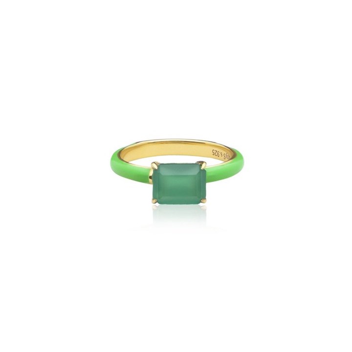 Iris enamel ring green (gold) in der Gruppe Ringe / Goldringe bei SCANDINAVIAN JEWELRY DESIGN (R2141GEGO)