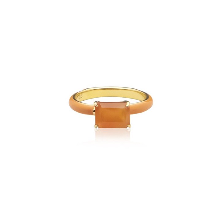 Iris enamel ring orange (gold) in der Gruppe Ringe / Goldringe bei SCANDINAVIAN JEWELRY DESIGN (R2141GEOC)