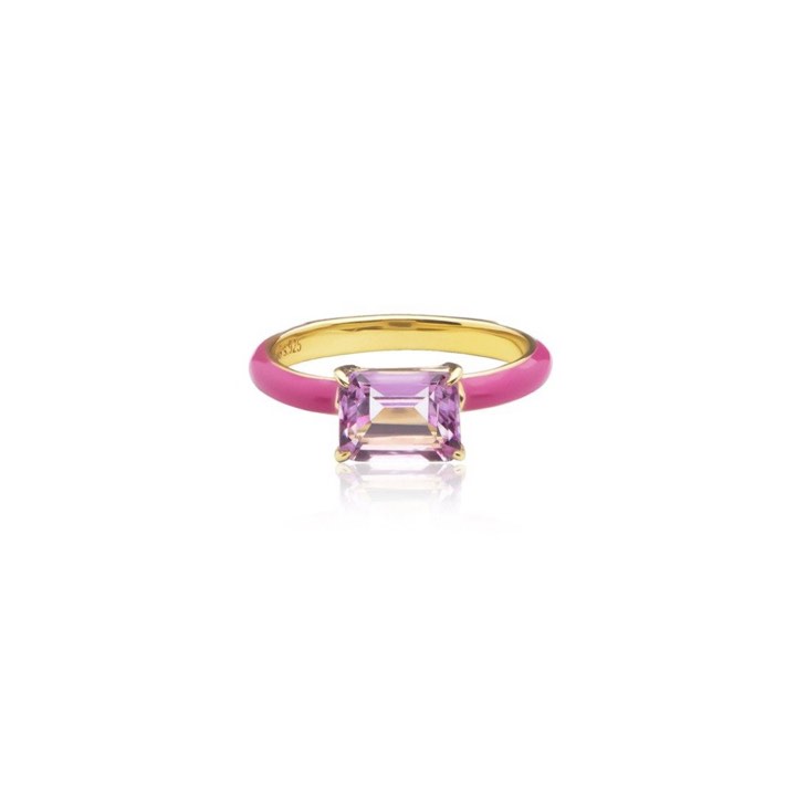 Iris enamel ring pink (gold) in der Gruppe Ringe / Goldringe bei SCANDINAVIAN JEWELRY DESIGN (R2141GEPT)