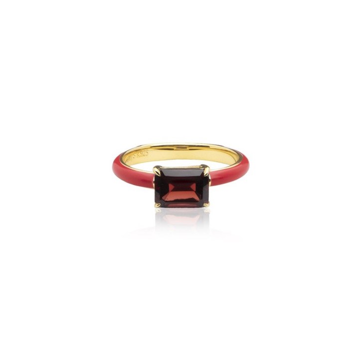 Iris enamel ring red (gold) in der Gruppe Ringe / Goldringe bei SCANDINAVIAN JEWELRY DESIGN (R2141GERG)