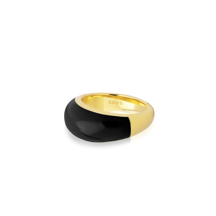 Enamel bold ring black (gold) in der Gruppe Ringe / Goldringe bei SCANDINAVIAN JEWELRY DESIGN (R2202GEBL)