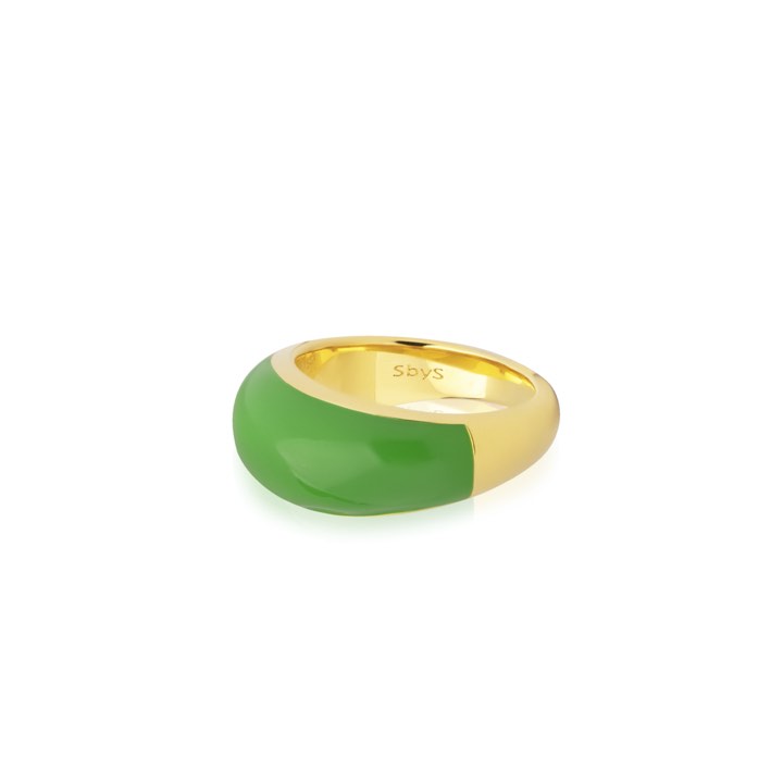 Enamel bold ring green (gold) in der Gruppe Ringe / Goldringe bei SCANDINAVIAN JEWELRY DESIGN (R2202GPEG)
