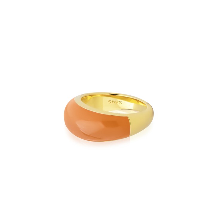Enamel bold ring orange (gold) in der Gruppe Ringe / Goldringe bei SCANDINAVIAN JEWELRY DESIGN (R2202GPEO)