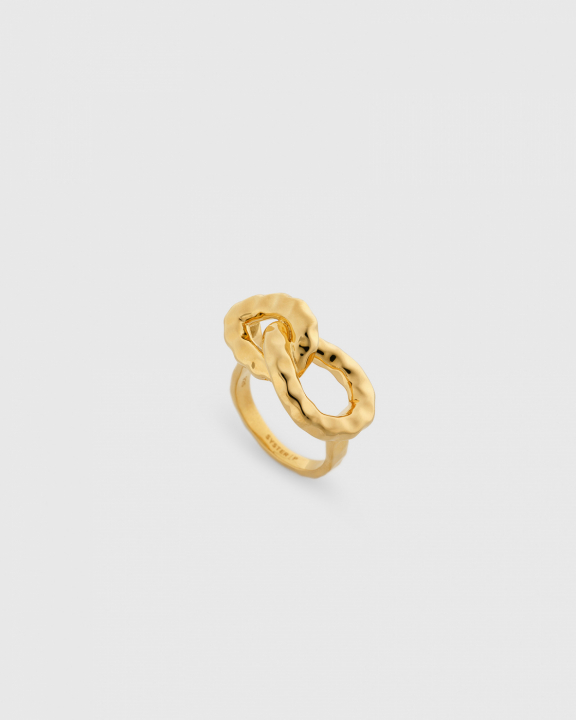 Product Image for SYSTER P Bolded Hammered Links Ring Gold 16.5