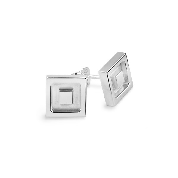 Ohrring Silber Square Ohrring Silber in der Gruppe Ohrringe / Silberohrringe  bei SCANDINAVIAN JEWELRY DESIGN (S041)