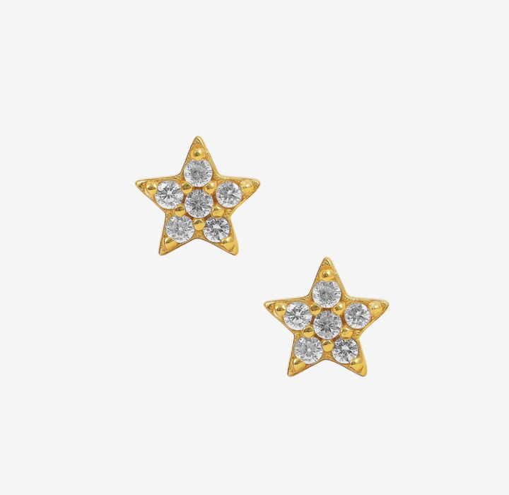 White Star Earstud Gold in der Gruppe Ohrringe / Goldohrringe bei SCANDINAVIAN JEWELRY DESIGN (S05048-G-W)