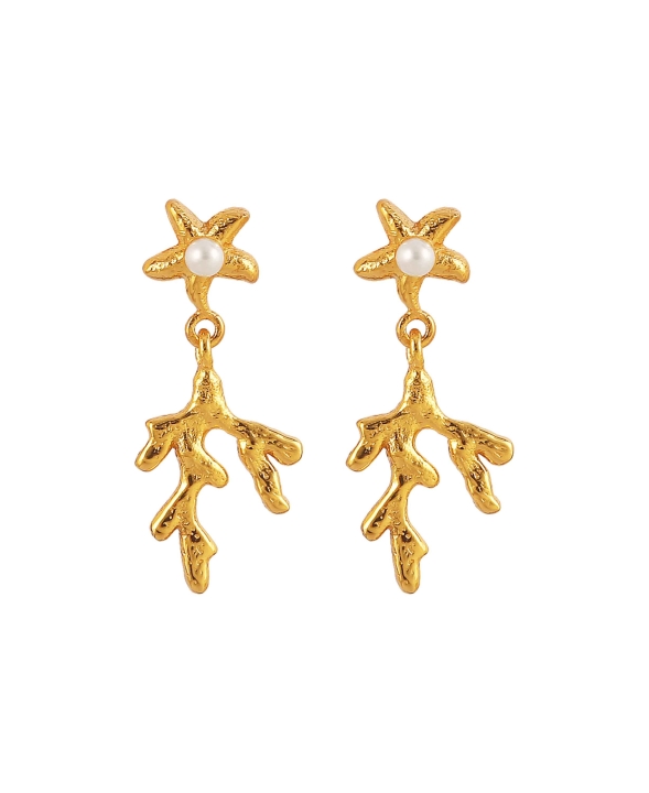 Product Image for Hultquist Copenhagen Mini Coral Leaf Earrings Gold
