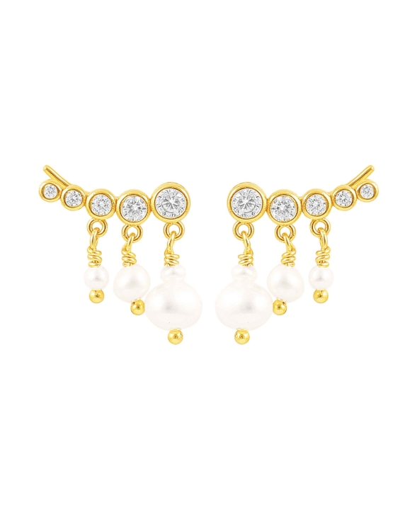 River Pearl Earrings Gold in der Gruppe Ohrringe / Perlenohrringe bei SCANDINAVIAN JEWELRY DESIGN (S08177-G)