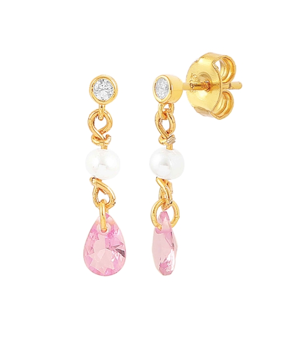 Pink Pearl Raindrop Earrings Gold in der Gruppe Ohrringe / Perlenohrringe bei SCANDINAVIAN JEWELRY DESIGN (S08213-G)