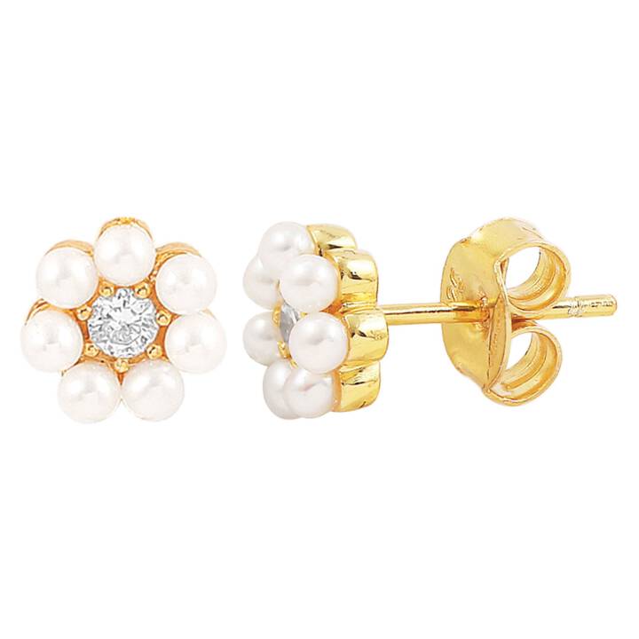 Aya flower pearl sticker Ohrringe Gold in der Gruppe Ohrringe / Goldohrringe bei SCANDINAVIAN JEWELRY DESIGN (S08254G)