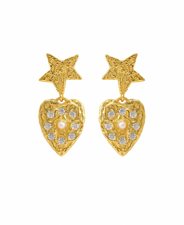 Lucia Star Earrings Gold in der Gruppe Ohrringe / Perlenohrringe bei SCANDINAVIAN JEWELRY DESIGN (S08546G)