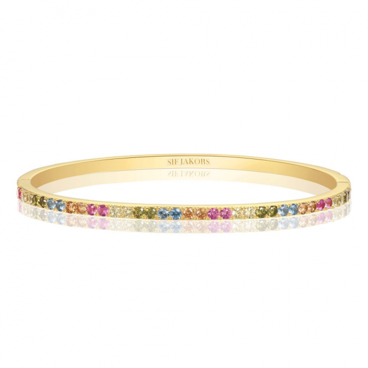 Ellisse - 18k Goldpläterad, med multifärgade zirkoner Armbänder in der Gruppe Armbänder / Goldarmbänder bei SCANDINAVIAN JEWELRY DESIGN (SJ-BG2344-XCZ-YG)