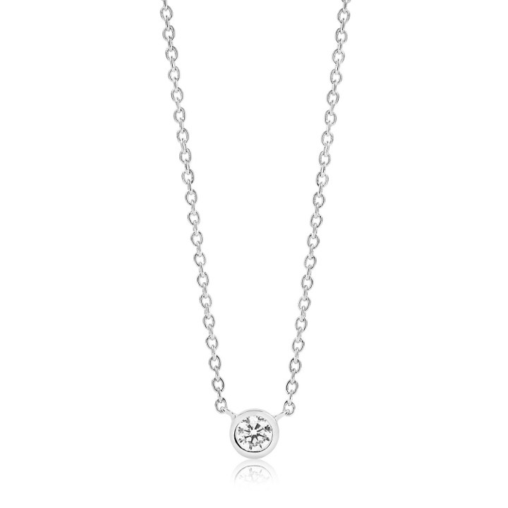 SARDINIEN UNO Halsketten weiße Zirkoner (Silber) in der Gruppe Halsketten / Silberhalsketten bei SCANDINAVIAN JEWELRY DESIGN (SJ-C1016-CZ)