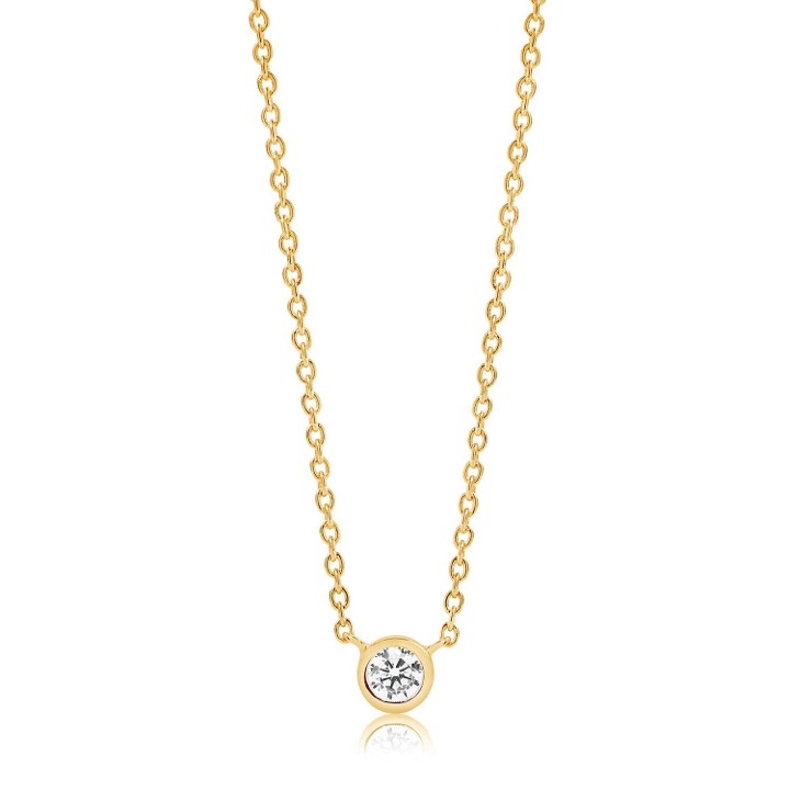SARDINIEN UNO Halsketten weiße Zirkoner (Gold) in der Gruppe Halsketten / Goldhalsketten bei SCANDINAVIAN JEWELRY DESIGN (SJ-C1016-CZYG)