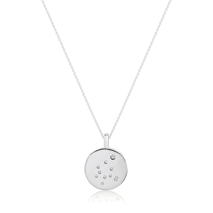 ZODIACO AQUARIUS Halsketten weiße Zirkoner (Silber) in der Gruppe Halsketten / Silberhalsketten bei SCANDINAVIAN JEWELRY DESIGN (SJ-C1064-CZ)