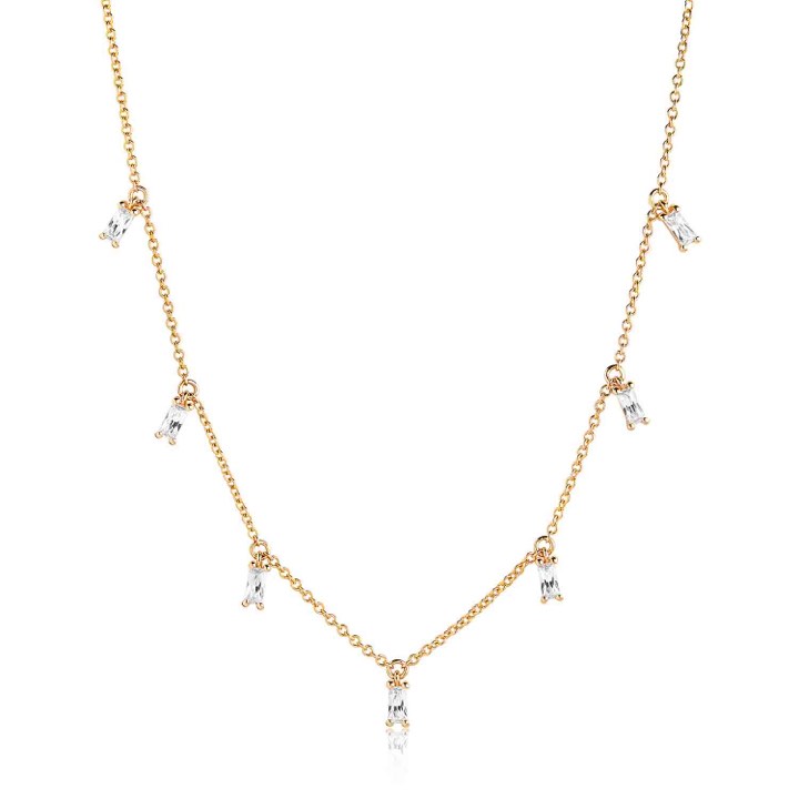 PRINCESS BAGUETTE Halsketten (Gold) in der Gruppe Halsketten / Goldhalsketten bei SCANDINAVIAN JEWELRY DESIGN (SJ-C1074-CZ-YG)