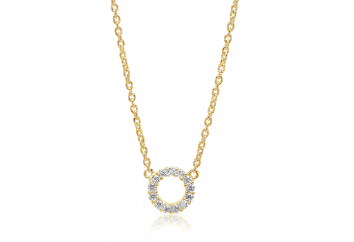 BIELLA PICCOLO Halsketten weiße Zirkoner (Gold) 45 cm in der Gruppe Halsketten / Goldhalsketten bei SCANDINAVIAN JEWELRY DESIGN (SJ-C3371-CZYG)