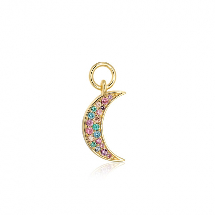 Charm Luna  - 18k Goldpläterad, med multifärgade zirkoner Hoop  in der Gruppe Ohrringe / Goldohrringe bei SCANDINAVIAN JEWELRY DESIGN (SJ-CH2380-XCZ-YG)