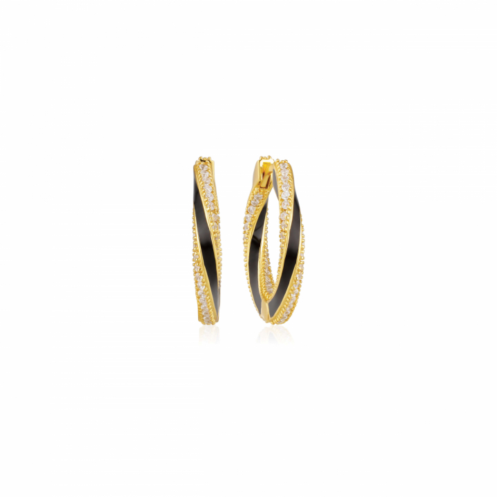 Product Image for Sif Jakobs FERRARA NERO MEDIO Ohrringn Vita Zirkonia och Svart Emalj Gold