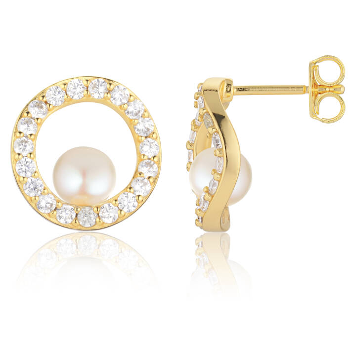 PONZA CIRCOLO Ohrring in der Gruppe Ohrringe / Perlenohrringe bei SCANDINAVIAN JEWELRY DESIGN (SJ-E12348-PCZ-YG)