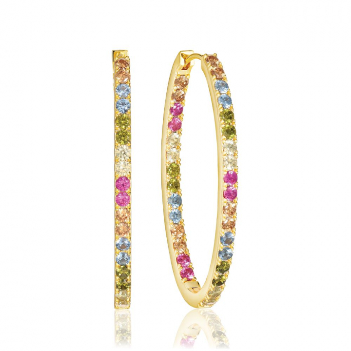 Ellisse Medio - 18k Goldpläterade, med multifärgade zirkoner Ohrring in der Gruppe Ohrringe / Goldohrringe bei SCANDINAVIAN JEWELRY DESIGN (SJ-E2313-XCZ-YG)