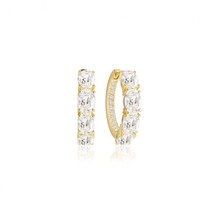 Product Image for Sif Jakobs Ellisse Creolo - 18k Goldpläterade, med vita zirkoner Ohrring