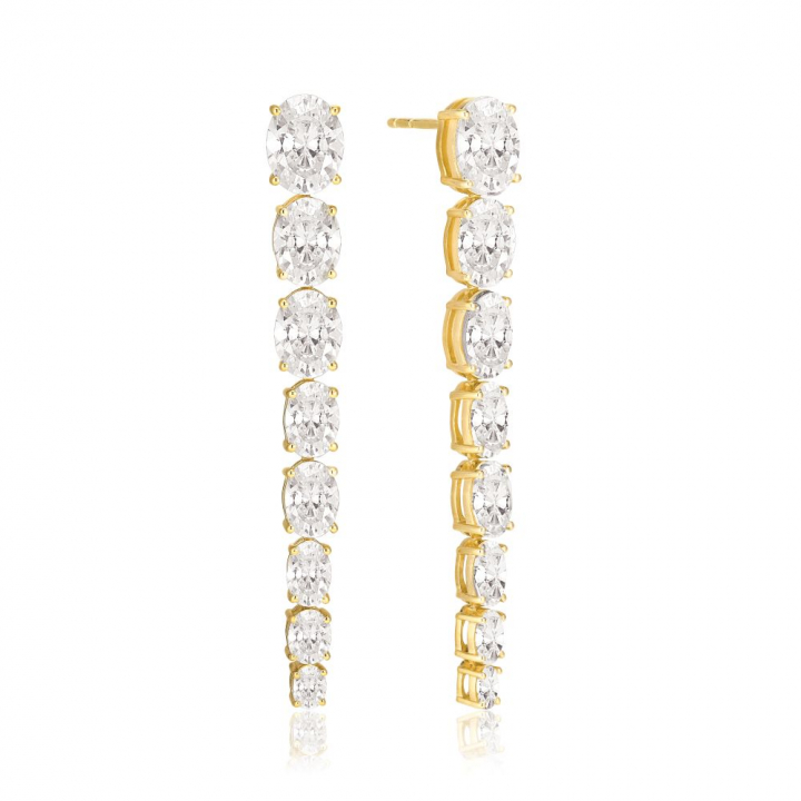 Product Image for Sif Jakobs Ellisse Lungo Otto - 18k Goldpläterade, med vita zirkoner Ohrring
