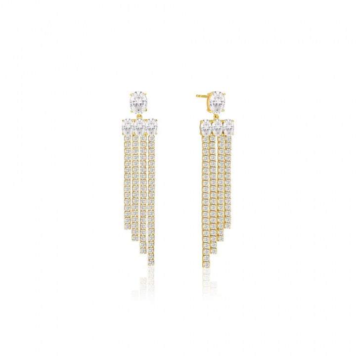 Product Image for Sif Jakobs Ellisse Lungo Piccolo - 18k Goldpläterade, med vita zirkoner Ohrring