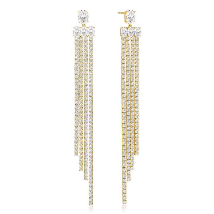 Product Image for Sif Jakobs Ellisse Lungo Grande - 18k Goldpläterade, med vita zirkoner Ohrring