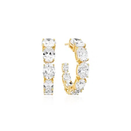 ELLISSE CREOLO GRANDE Earrings Gold in der Gruppe Ohrringe / Goldohrringe bei SCANDINAVIAN JEWELRY DESIGN (SJ-E2330-CZ-YG)