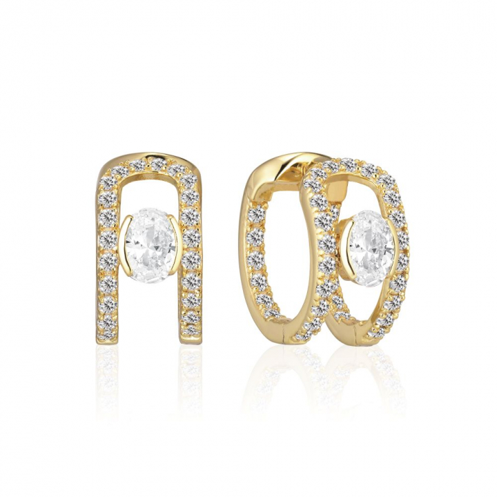 Product Image for Sif Jakobs Ellisse Carezza Creolo - 18k Goldpläterade, med vita zirkoner Ohrring