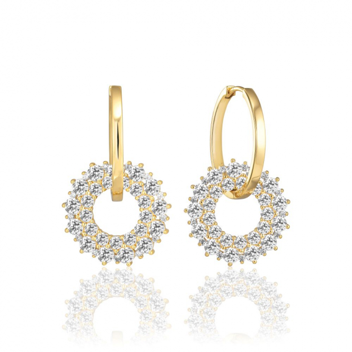 LIVIGNO DUE EARRINGS Gold in der Gruppe Ohrringe / Goldohrringe bei SCANDINAVIAN JEWELRY DESIGN (SJ-E2362-CZ-YG)