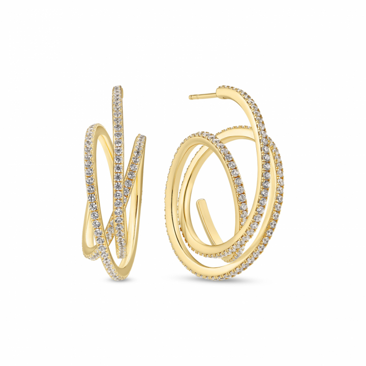 Spirale Grande Earrings gold in der Gruppe Ohrringe / Goldohrringe bei SCANDINAVIAN JEWELRY DESIGN (SJ-E2591-CZ-YG)