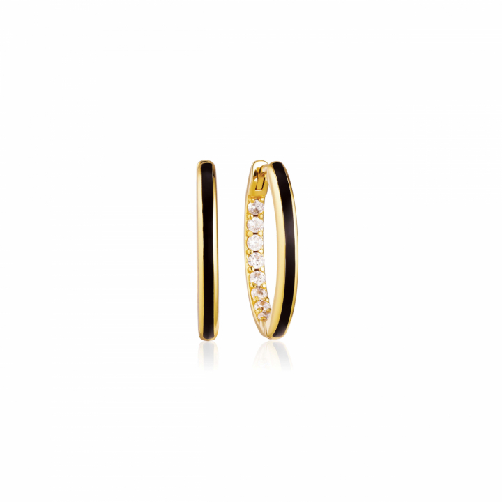 Product Image for Sif Jakobs ELLERA NERO GRANDE Ohrringn Vita Zirkonia och Svart Emalj Gold