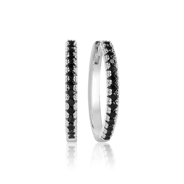 ELLERA GRANDE Ohrring  schwarze Zirkoner (Silber) in der Gruppe Ohrringe / Silberohrringe  bei SCANDINAVIAN JEWELRY DESIGN (SJ-E2869-BK)