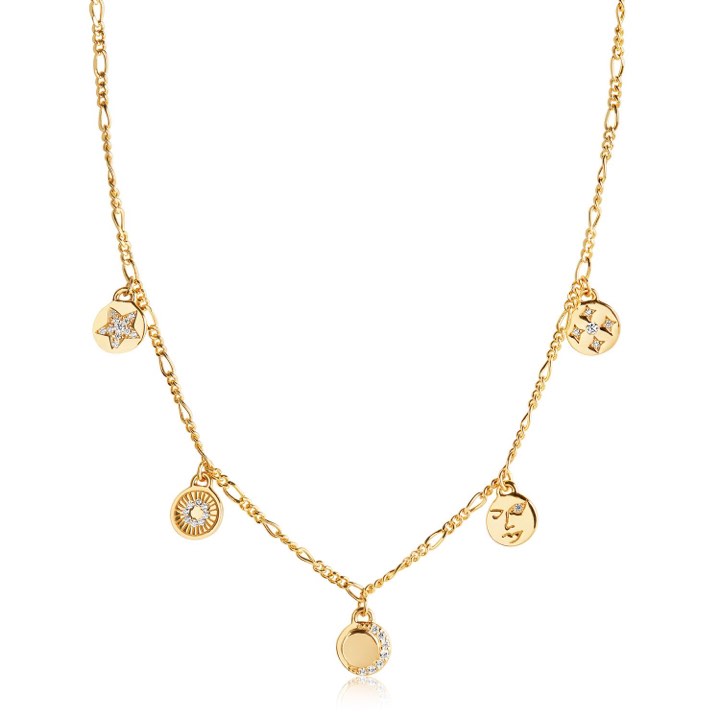 PORTOFINO Halsketten weiße Zirkoner (Gold) in der Gruppe Halsketten / Goldhalsketten bei SCANDINAVIAN JEWELRY DESIGN (SJ-N12017-CZ-SG)