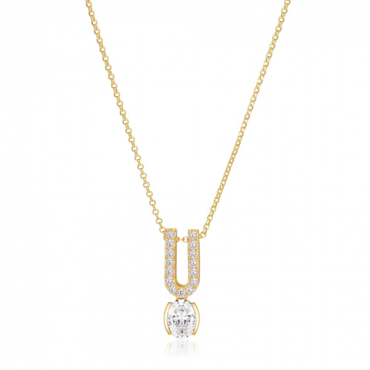 Product Image for Sif Jakobs Ellisse Carezza ino - 18k Goldpläterad, med vita zirkoner Halsketten