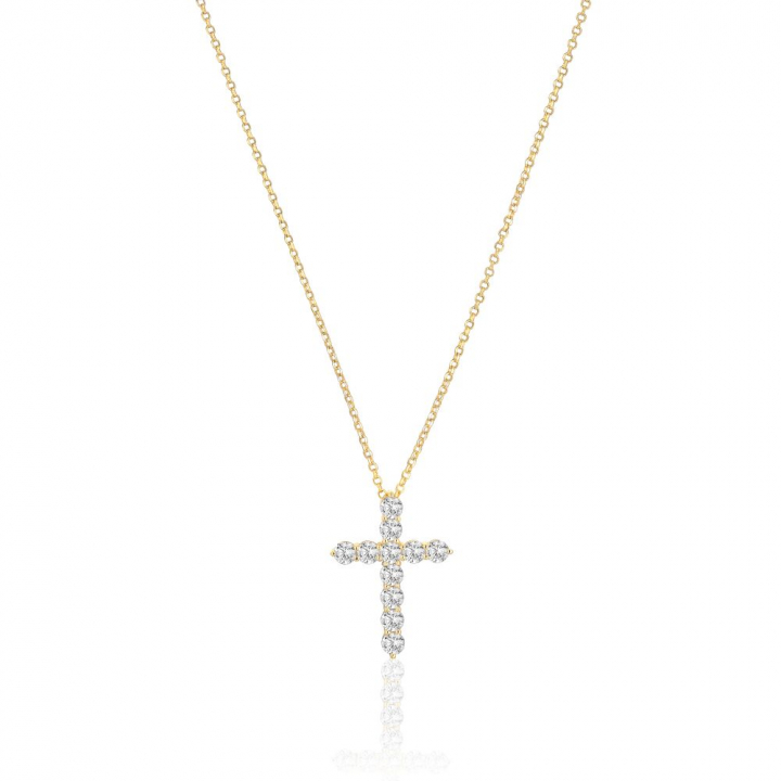 Product Image for Sif Jakobs Belluno Croce - 18k Goldpläterad, med vita zirkoner Halsketten