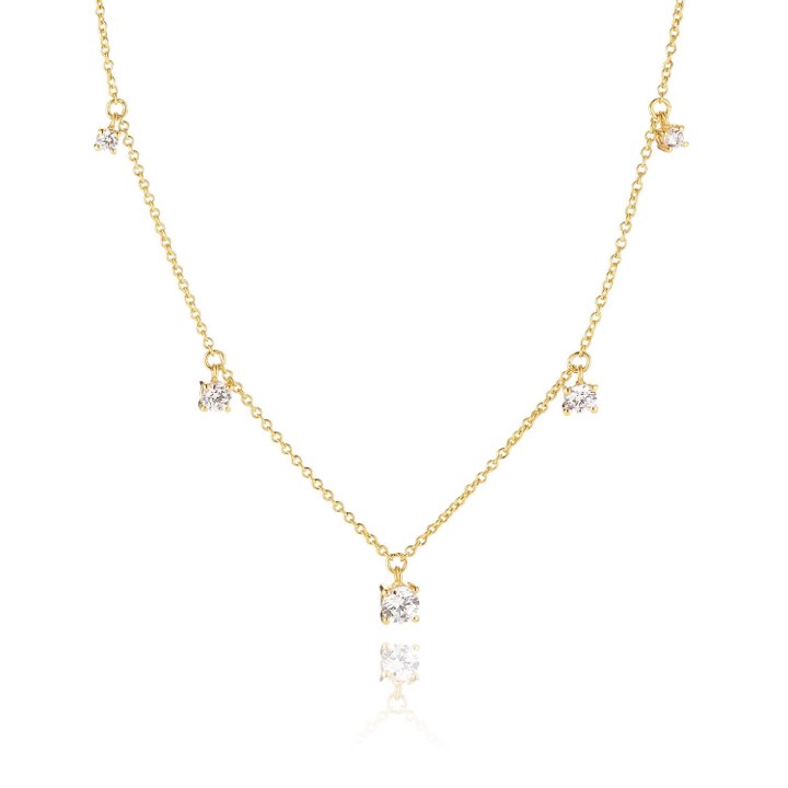 BELLUNO PICCOLO Halsketten weiße Zirkoner (Gold) in der Gruppe Halsketten / Goldhalsketten bei SCANDINAVIAN JEWELRY DESIGN (SJ-N42125-CZ-SG)
