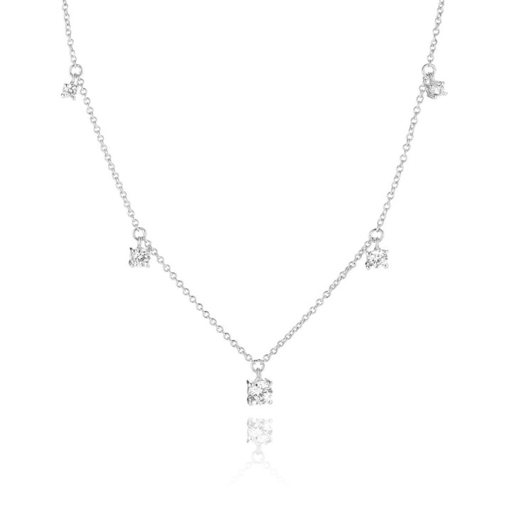 BELLUNO PICCOLO Halsketten weiße Zirkoner (Silber) in der Gruppe Halsketten / Silberhalsketten bei SCANDINAVIAN JEWELRY DESIGN (SJ-N42125-CZ-SS)