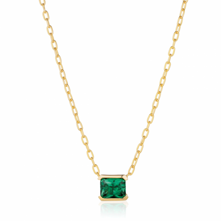 ROCCANOVA GRANDE Halsketten Grön zirkonia Gold in der Gruppe Halsketten / Goldhalsketten bei SCANDINAVIAN JEWELRY DESIGN (SJ-N42258-GCZ-YG)