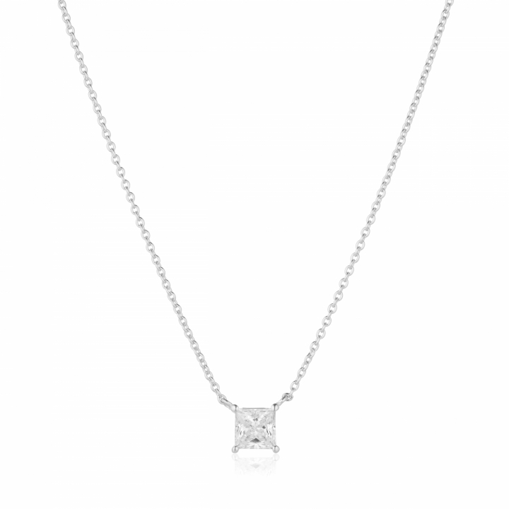 ELLERA QUADRATO Halsketten Vita Zirkoner Silber in der Gruppe Halsketten / Silberhalsketten bei SCANDINAVIAN JEWELRY DESIGN (SJ-N42279-CZ)