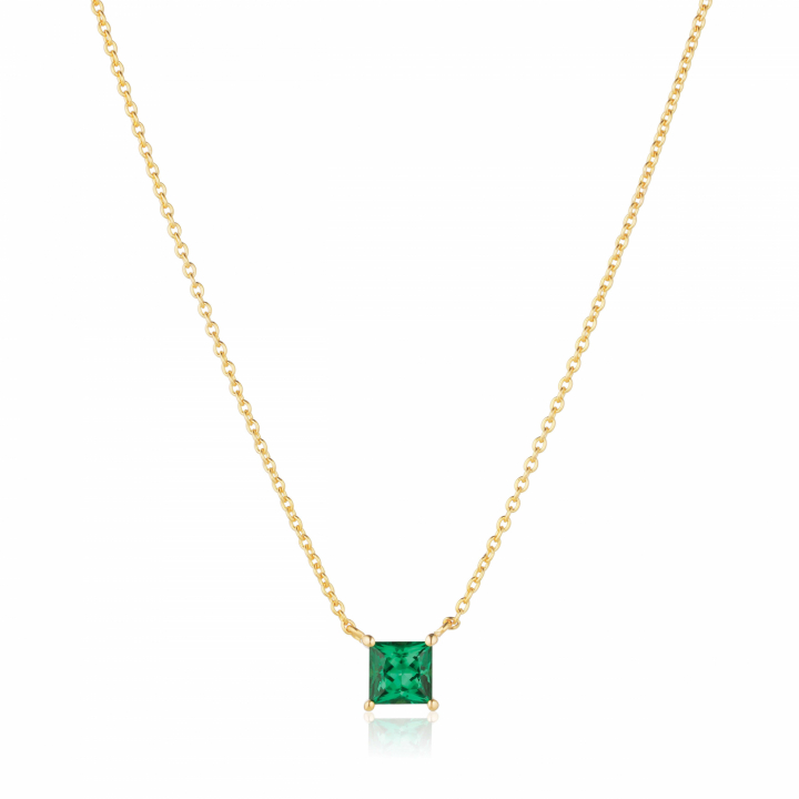 ELLERA QUADRATO Halsketten Grön zirkonia Gold in der Gruppe Halsketten / Goldhalsketten bei SCANDINAVIAN JEWELRY DESIGN (SJ-N42279-GCZ-YG)