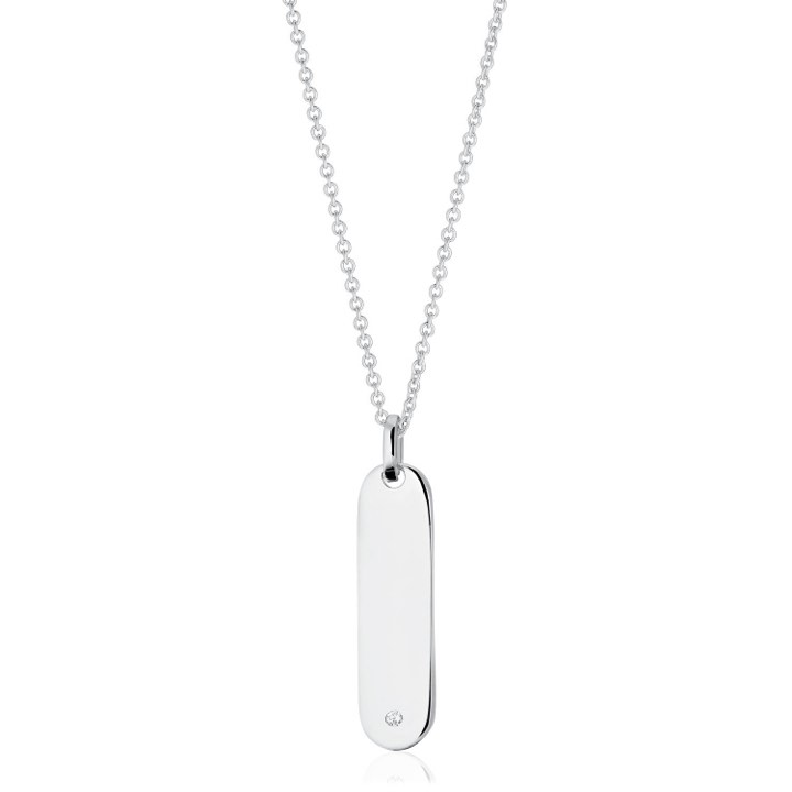 FOLLINA LUNGO GRANDE Halsketten weiße Zirkoner (Silber) in der Gruppe Halsketten / Silberhalsketten bei SCANDINAVIAN JEWELRY DESIGN (SJ-P22125-CZ-SS)