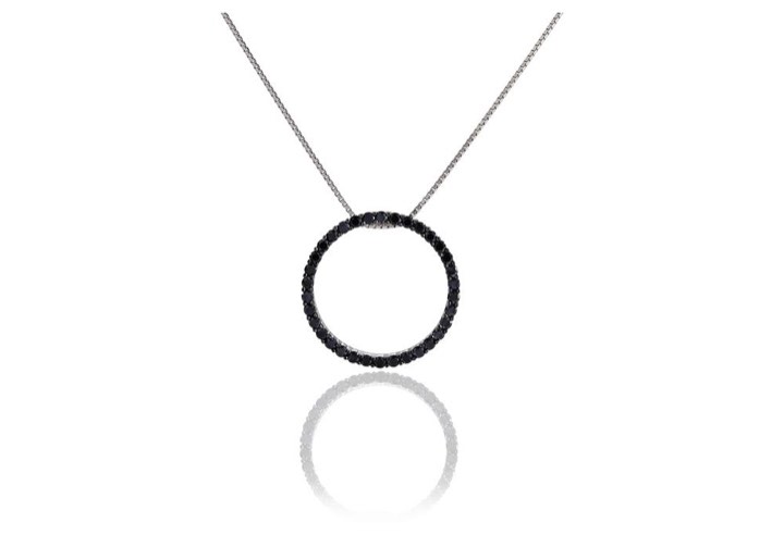 BIELLA GRANDE Halsketten schwarze Zirkoner (Silber) in der Gruppe Halsketten / Silberhalsketten bei SCANDINAVIAN JEWELRY DESIGN (SJ-P3125-BK)