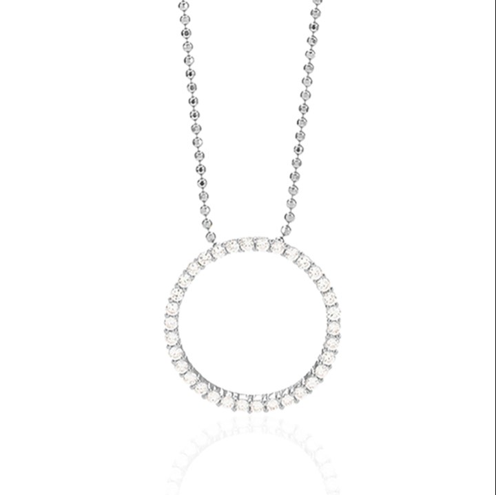 BIELLA GRANDE Halsketten weiße Zirkoner (Silber) in der Gruppe Halsketten / Silberhalsketten bei SCANDINAVIAN JEWELRY DESIGN (SJ-P3125-CZ)