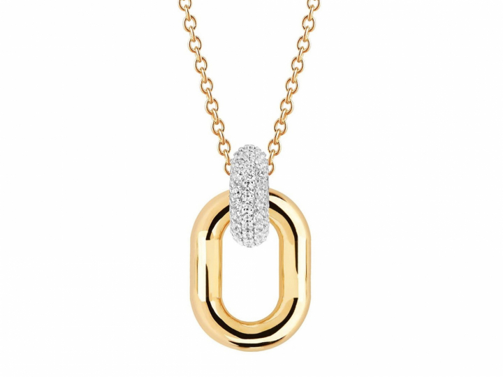 CAPRI DUE Halsketten vita Zirkoner (Gold) in der Gruppe Halsketten / Goldhalsketten bei SCANDINAVIAN JEWELRY DESIGN (SJ-P62018-CZ-SG)