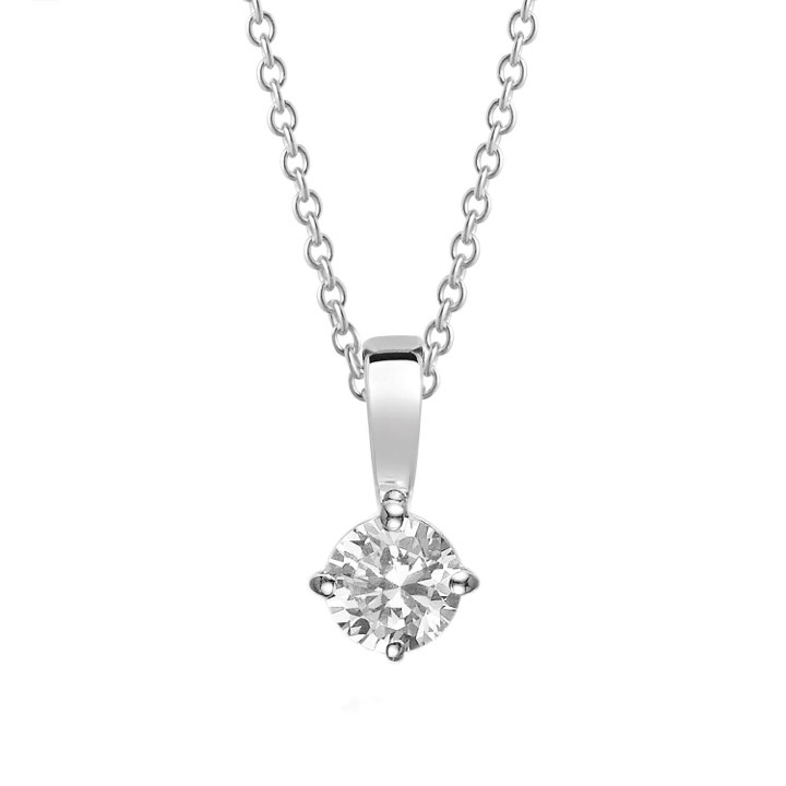 PRINCESS ROUND Halsketten weiße Zirkoner (Silber) 45 cm in der Gruppe Halsketten / Silberhalsketten bei SCANDINAVIAN JEWELRY DESIGN (SJ-P6MMRD-CZ45)
