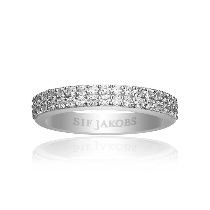 CORTE DUE ring weiße Zirkoner (Silber) in der Gruppe Ringe / Silberringe bei SCANDINAVIAN JEWELRY DESIGN (SJ-R10762-CZ)