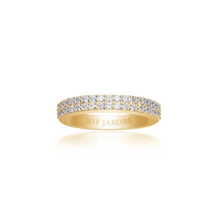 CORTE DUE ring weiße Zirkoner (Gold) in der Gruppe Ringe / Goldringe bei SCANDINAVIAN JEWELRY DESIGN (SJ-R10762-CZYG)